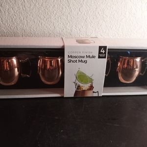 NIB Moscow Mule Shot Mugs Copper Finish Set of 4.